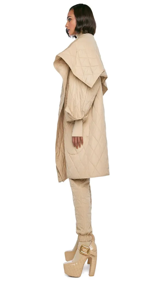Norma Kamali Jackets OVERSIZED SIDE SNAP JACKET Sand 8211 Clothing