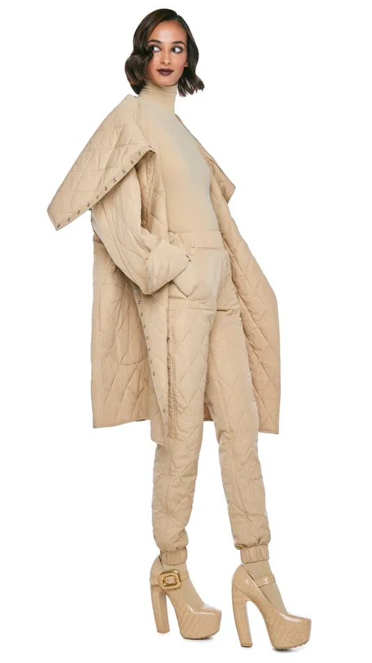 Norma Kamali Jackets OVERSIZED SIDE SNAP JACKET Sand 8211 Clothing