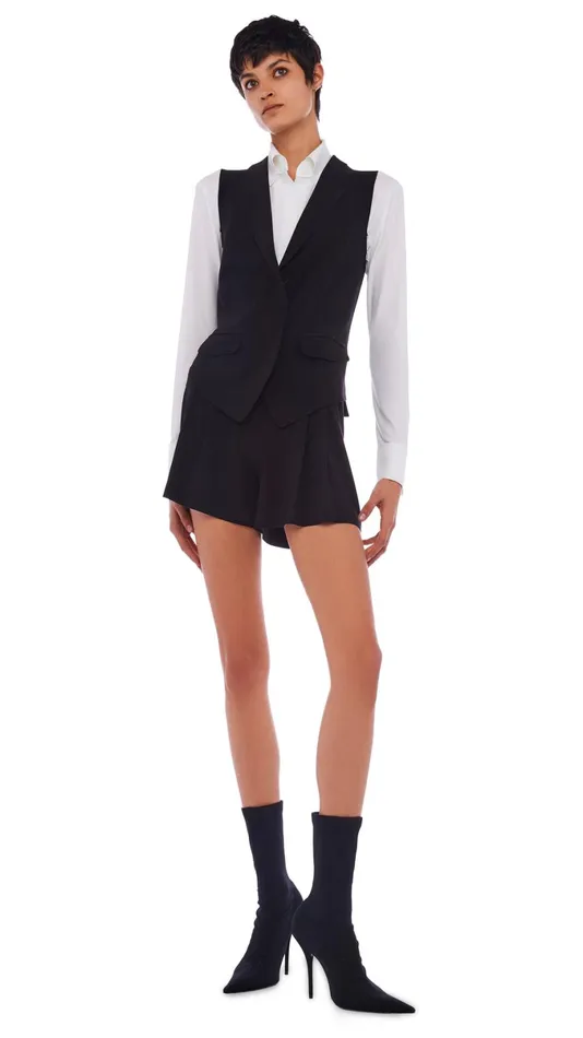 Norma Kamali Jackets VEST WITH LAPEL Black 8211 Clothing