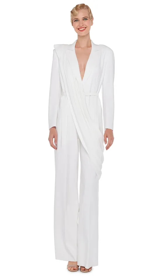 Norma Kamali Jumpsuits SB STRAIGHT LEG JUMPSUITMEDIUM DRAPE Snow Whitesnow White 8211 Clothing Norma Kamali Jumpsuits SB STRAIGHT LEG JUMPSUITMEDIUM DRAPE Snow Whitesnow White 8211 Clothing