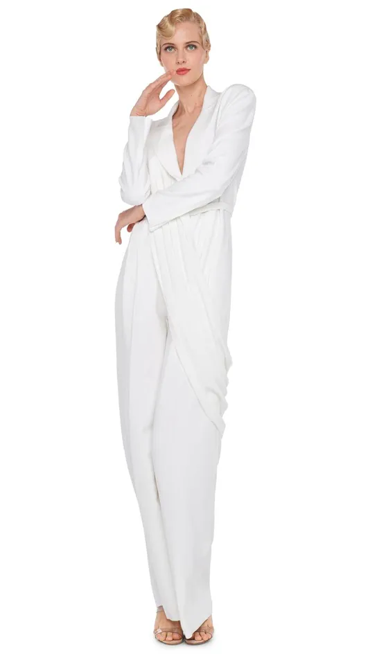 Norma Kamali Jumpsuits SB STRAIGHT LEG JUMPSUITMEDIUM DRAPE Snow Whitesnow White 8211 Clothing Norma Kamali Jumpsuits SB STRAIGHT LEG JUMPSUITMEDIUM DRAPE Snow Whitesnow White 8211 Clothing
