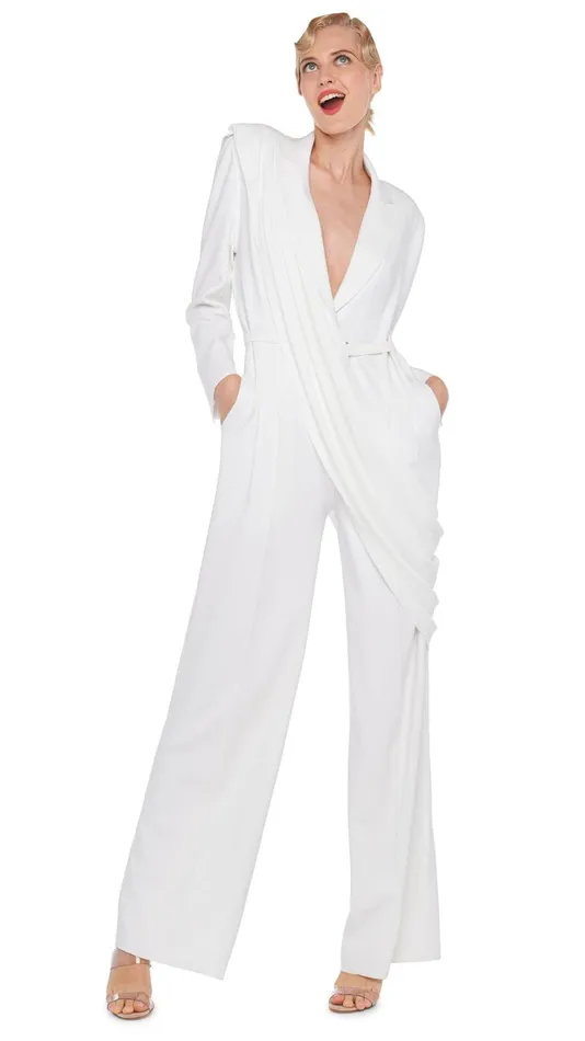 Norma Kamali Jumpsuits SB STRAIGHT LEG JUMPSUITMEDIUM DRAPE Snow Whitesnow White 8211 Clothing Norma Kamali Jumpsuits SB STRAIGHT LEG JUMPSUITMEDIUM DRAPE Snow Whitesnow White 8211 Clothing