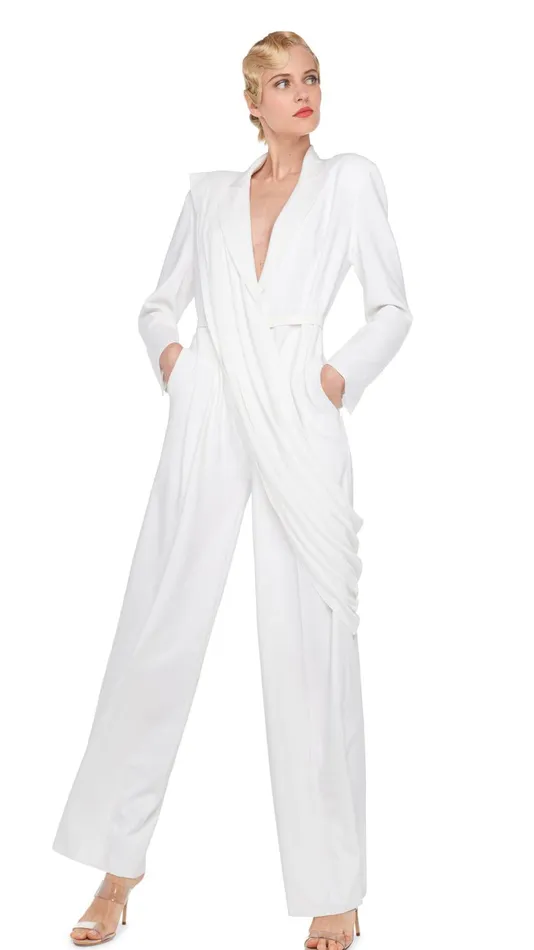 Norma Kamali Jumpsuits SB STRAIGHT LEG JUMPSUITMEDIUM DRAPE Snow Whitesnow White 8211 Clothing Norma Kamali Jumpsuits SB STRAIGHT LEG JUMPSUITMEDIUM DRAPE Snow Whitesnow White 8211 Clothing