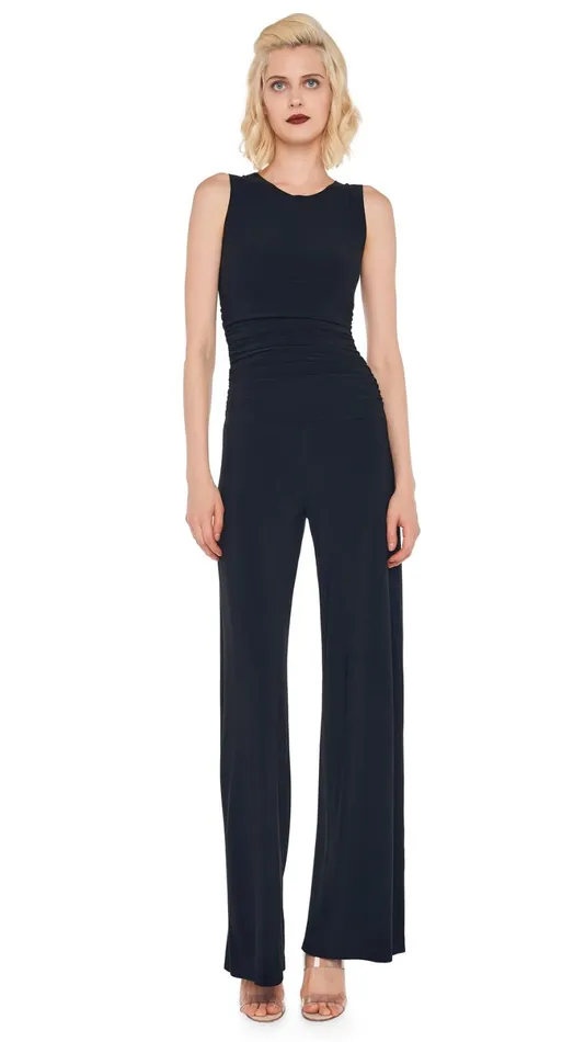 Norma Kamali Jumpsuits SHIRRED WAIST JUMPSUIT Black 8211 Clothing