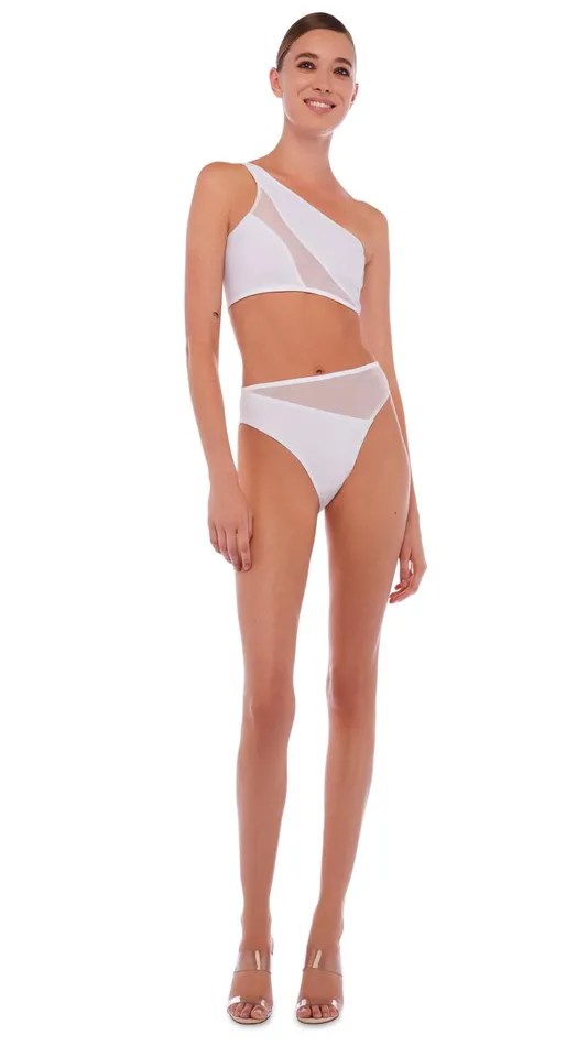 Norma Kamali Swimwear SNAKE MESH BOTTOM Snow White 8211 Clothing