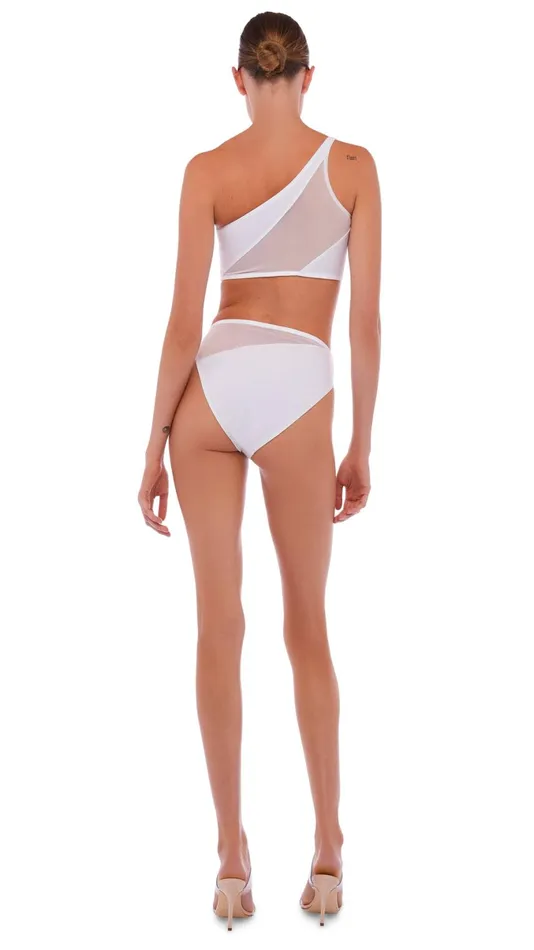 Norma Kamali Swimwear SNAKE MESH BOTTOM Snow White 8211 Clothing