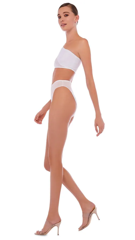 Norma Kamali Swimwear SNAKE MESH BOTTOM Snow White 8211 Clothing