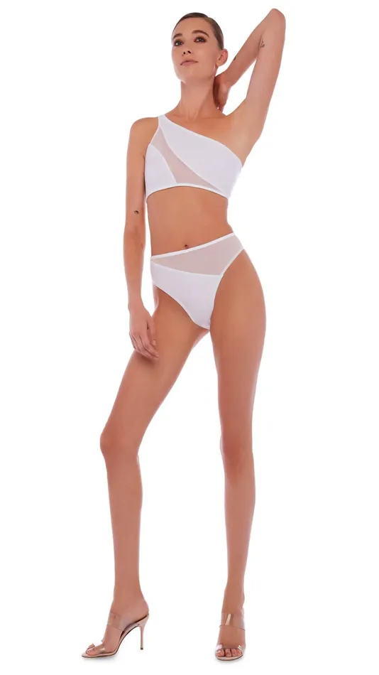 Norma Kamali Swimwear SNAKE MESH BOTTOM Snow White 8211 Clothing
