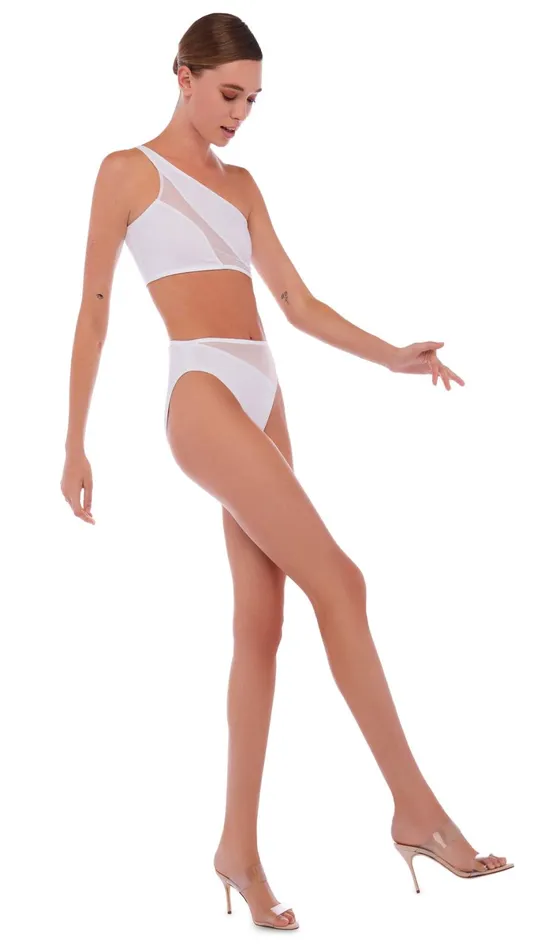 Norma Kamali Swimwear SNAKE MESH BOTTOM Snow White 8211 Clothing