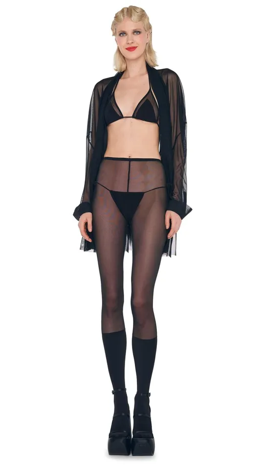 Norma Kamali Swimwear TRIANGLE BRA STRING BOTTOM Blackblack Mesh 8211 Clothing