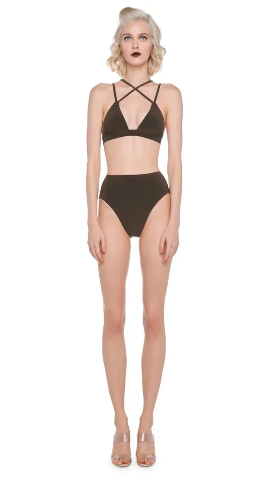 Norma Kamali Swimwear UNDERWIRE BOTTOM Chocolate 8211 Clothing