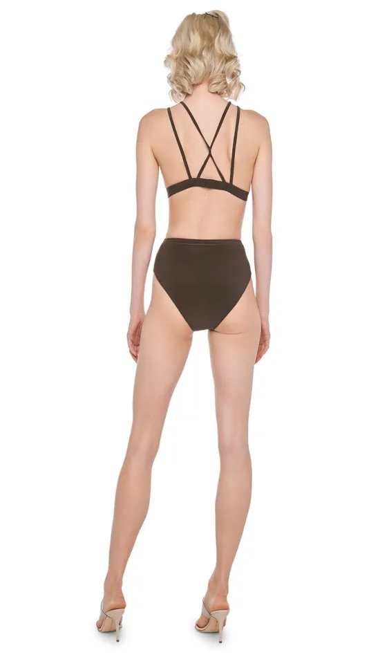 Norma Kamali Swimwear UNDERWIRE BOTTOM Chocolate 8211 Clothing