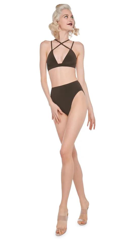 Norma Kamali Swimwear UNDERWIRE BOTTOM Chocolate 8211 Clothing