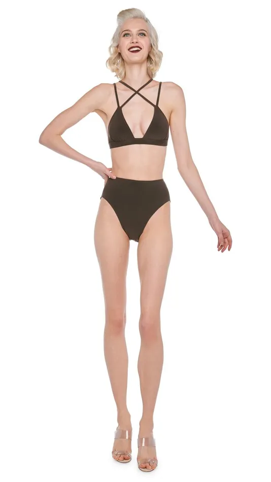 Norma Kamali Swimwear UNDERWIRE BOTTOM Chocolate 8211 Clothing