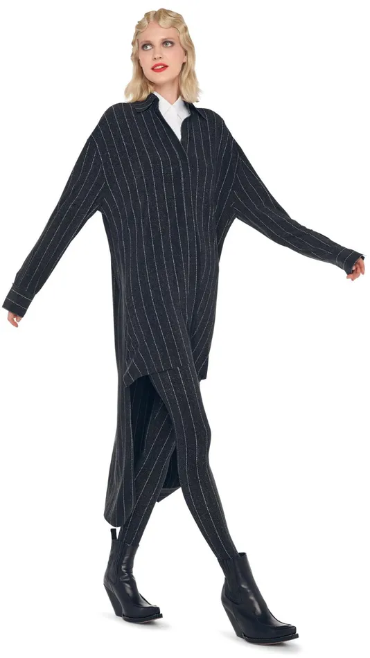 Norma Kamali Tops HI LOW OS BF NK SHIRT Woven Pinstripe 8211 Clothing