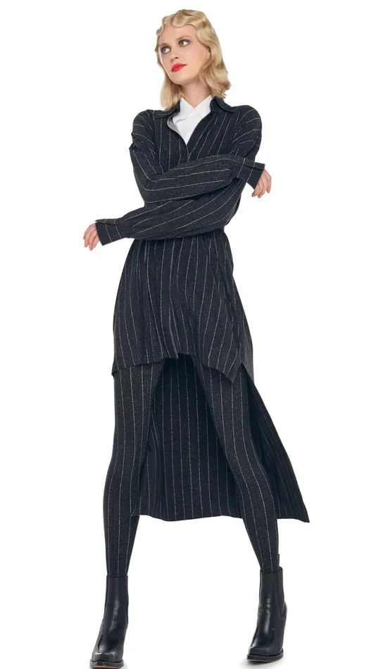 Norma Kamali Tops HI LOW OS BF NK SHIRT Woven Pinstripe 8211 Clothing