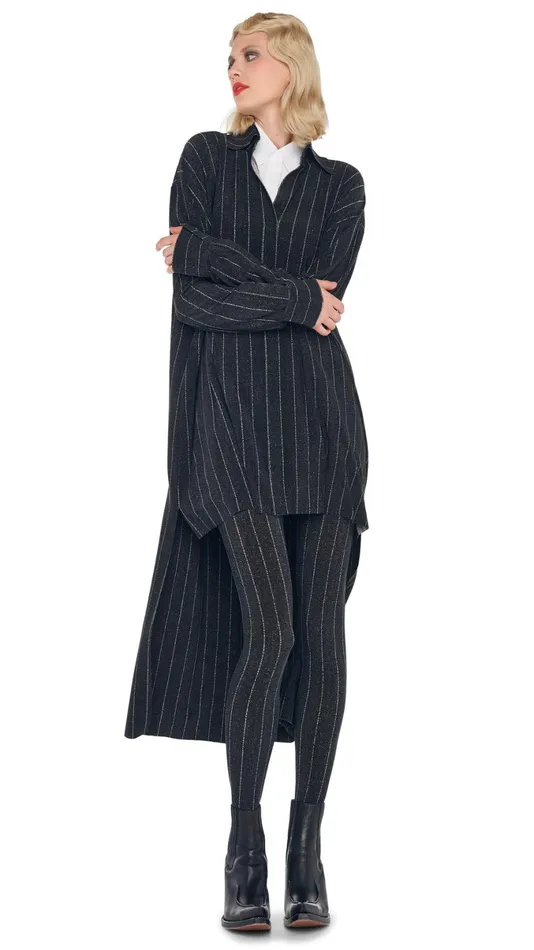 Norma Kamali Tops HI LOW OS BF NK SHIRT Woven Pinstripe 8211 Clothing