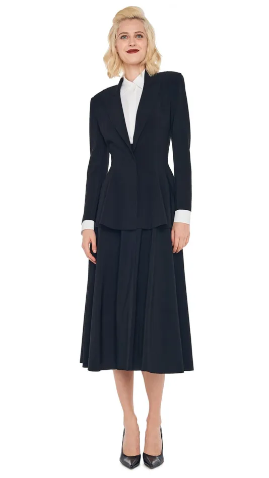 Norma Kamali Wardrobe GRACE SKIRT With SINGLE BREASTED PEPLUM JACKET 8211 Clothing Norma Kamali Wardrobe GRACE SKIRT With SINGLE BREASTED PEPLUM JACKET 8211 Clothing