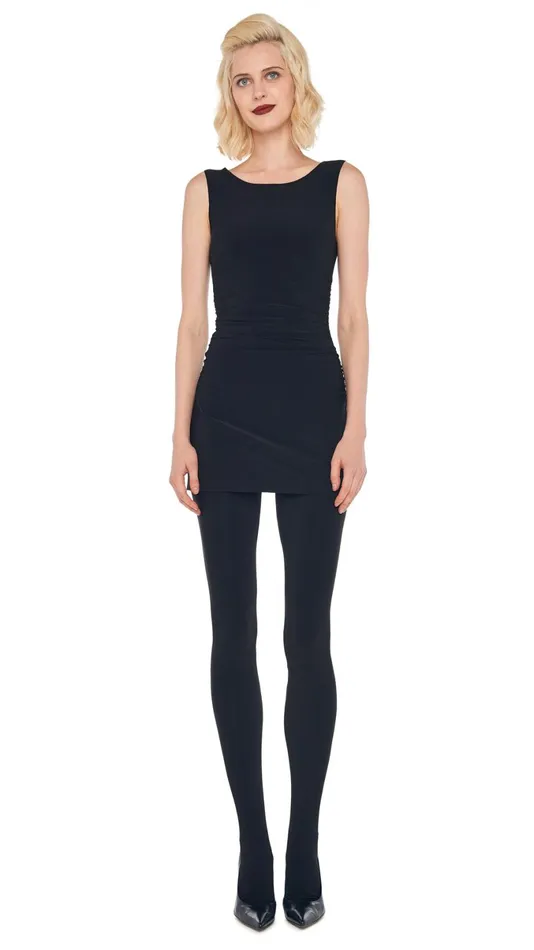 Norma Kamali Wardrobe SLEEVELESS PICKLEBALL MINI DRESS With LEGGING W FOOTIE WO WAISTBAND 8211 Clothing Norma Kamali Wardrobe SLEEVELESS PICKLEBALL MINI DRESS With LEGGING W FOOTIE WO WAISTBAND 8211 Clothing
