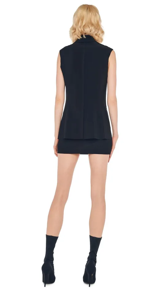 Norma Kamali Wardrobe STRAPLESS PICKLEBALL MINI DRESS With SLEEVELESS SINGLE BREASTED JACKET 8211 Clothing Norma Kamali Wardrobe STRAPLESS PICKLEBALL MINI DRESS With SLEEVELESS SINGLE BREASTED JACKET 8211 Clothing