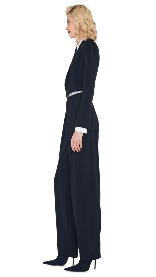 Norma Kamali Wardrobe TAPERED PLEATED TROUSER With CROPPED SINGLE BREASTED JACKET 8211 Clothing