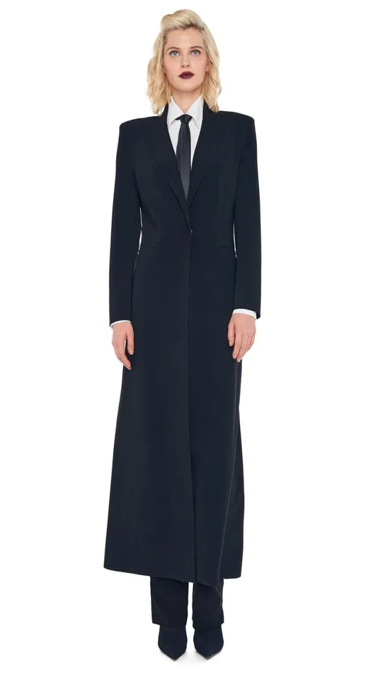Norma Kamali Wardrobe TAPERED PLEATED TROUSER With SINGLE BREASTED COAT 8211 Clothing Norma Kamali Wardrobe TAPERED PLEATED TROUSER With SINGLE BREASTED COAT 8211 Clothing