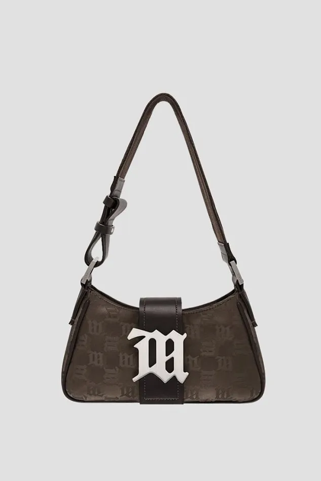 Nylon Monogram Shoulder Bag Brown Women MISBHV Bags