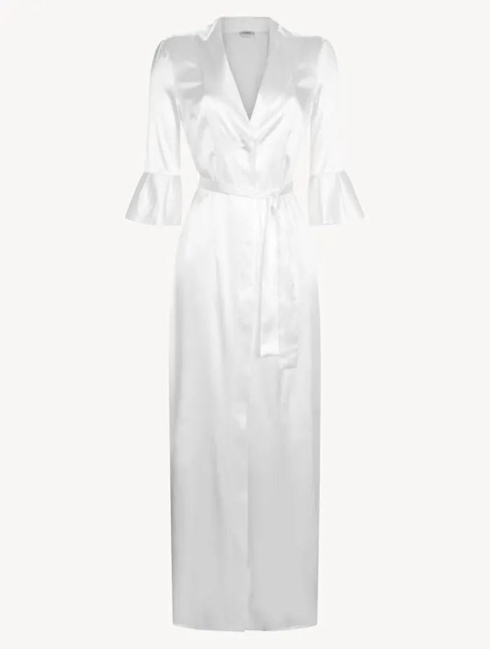 Offwhite Long Silk Belted Robe Sleepwear La Perla Robes
