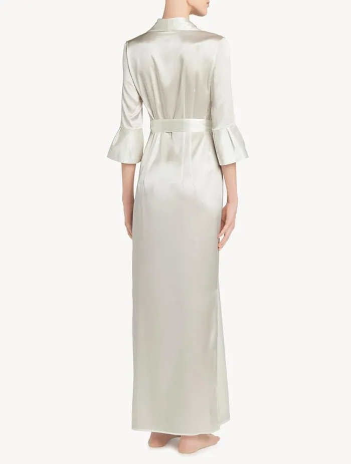 Offwhite Long Silk Belted Robe Sleepwear La Perla Robes