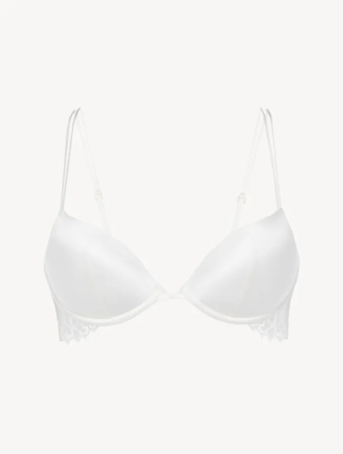 Offwhite Padded Pushup Bra With Leavers Lace Trim Lingerie La Perla Padded