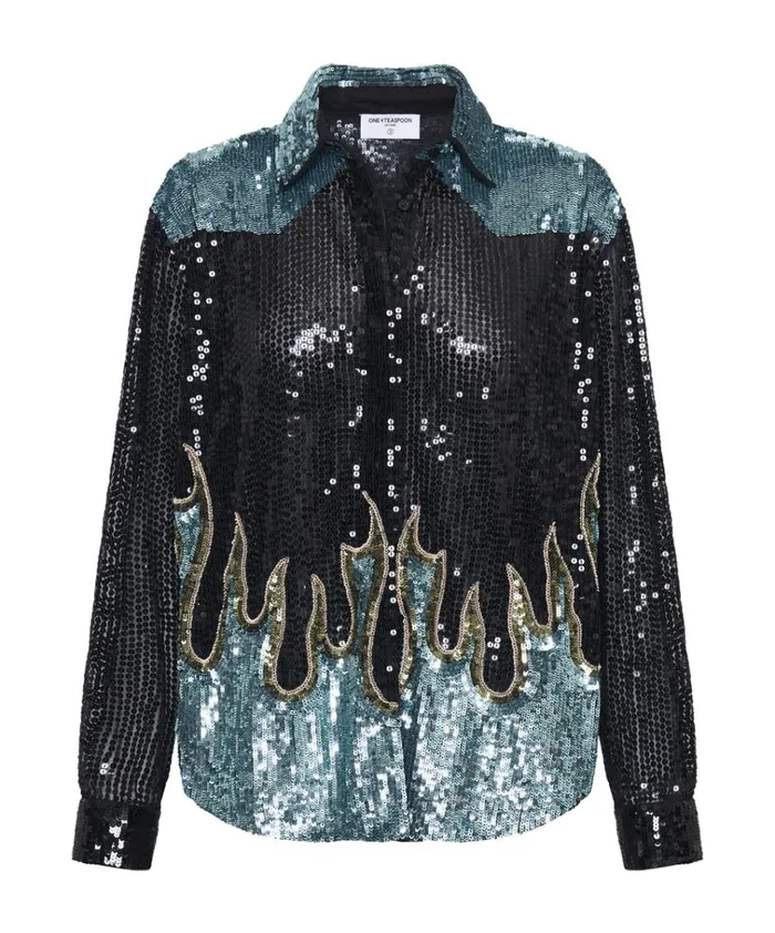 ON FIRE HAND SEQUIN WESTERN SHIRT Women One Teaspoon Shirts