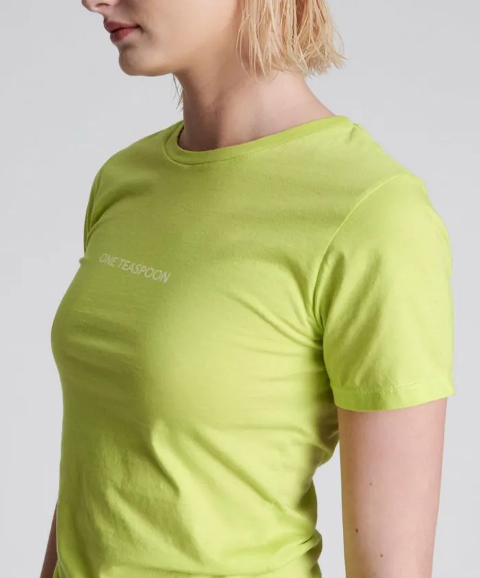 ONE TEASPOON ORGANIC FITTED LOGO TEE YELLOW Women One Teaspoon Tees and Tanks ONE TEASPOON ORGANIC FITTED LOGO TEE YELLOW Women One Teaspoon Tees and Tanks