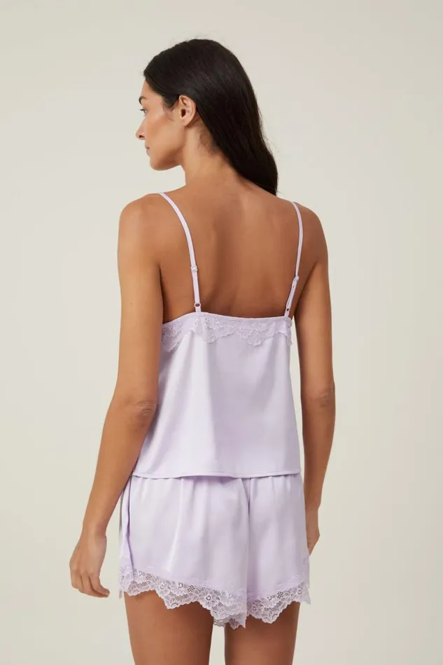 Open Front Satin Cami Sleep Set Lilac Breeze Women Cotton On Pajamas