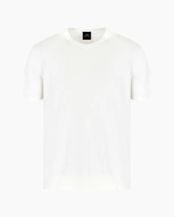Organic Cotton Knit TShirt White Men Armani Knitwear