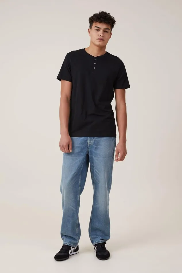 Organic Henley TShirt Black Men Cotton On Tees and Tanks Organic Henley TShirt Black Men Cotton On Tees and Tanks