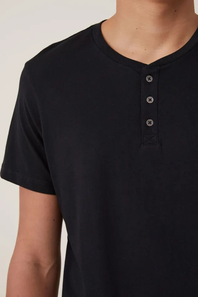 Organic Henley TShirt Black Men Cotton On Tees and Tanks Organic Henley TShirt Black Men Cotton On Tees and Tanks