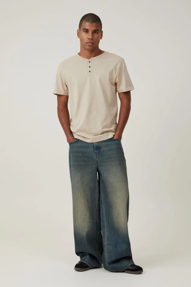 Organic Henley TShirt Stone Clay Men Cotton On Tees and Tanks Organic Henley TShirt Stone Clay Men Cotton On Tees and Tanks