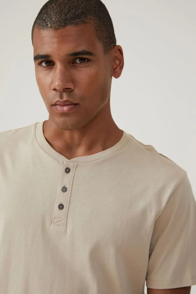 Organic Henley TShirt Stone Clay Men Cotton On Tees and Tanks Organic Henley TShirt Stone Clay Men Cotton On Tees and Tanks