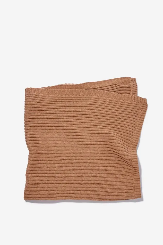 Organic Knit Blanket Taupy Brown Baby Cotton On Baby Essentials