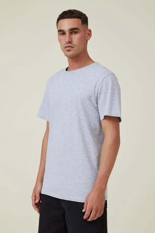 Organic Regular Fit Crew TShirt Light Grey Marle Men Cotton On Tees and Tanks