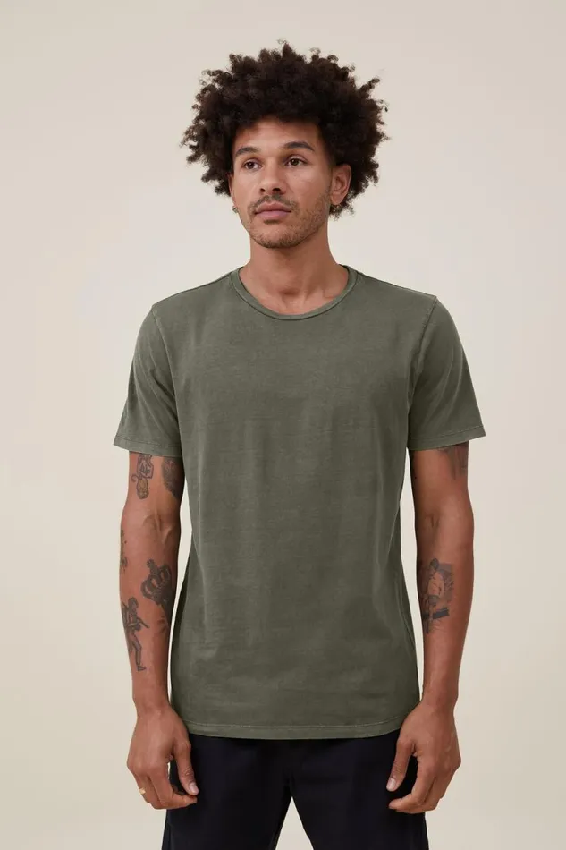 Organic Regular Fit Crew TShirt Military Men Cotton On Tees and Tanks