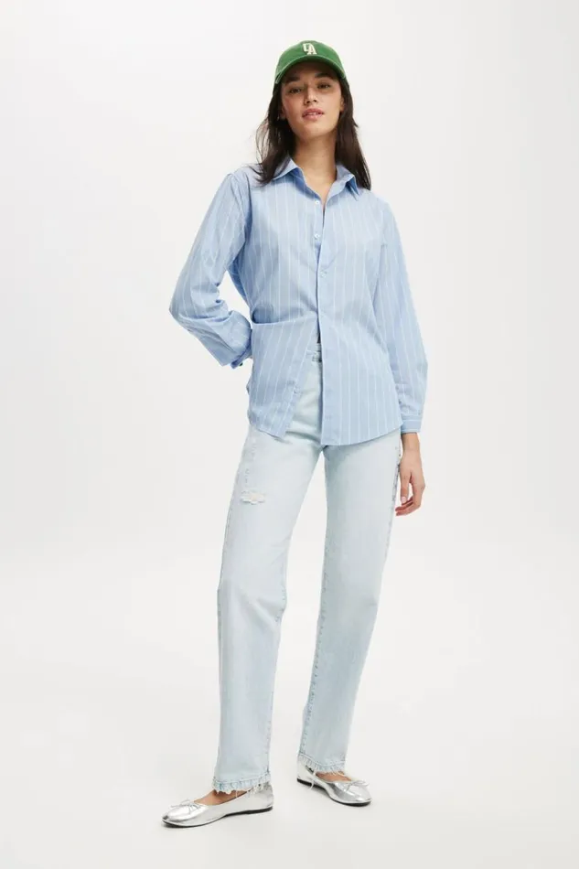 Original Straight Jean Crystal Bluewash Pocket Women Cotton On Pants