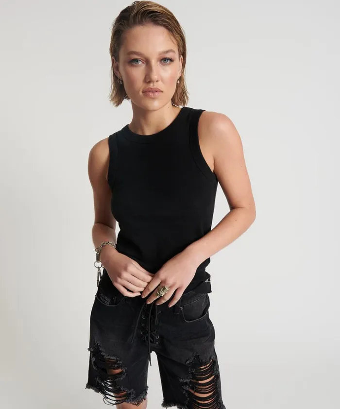 OTS EQUIPMENT TANK BLACK Women One Teaspoon Tops