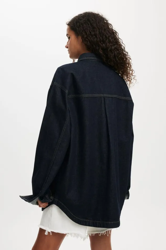 Oversized Denim Shirt Indigo Women Cotton On Jackets