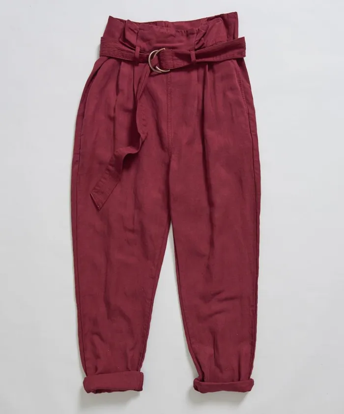 OXBLOOD LINEN HIGH WAIST SOHO PANTS Women One Teaspoon Bottoms