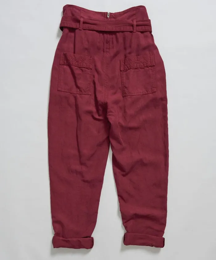 OXBLOOD LINEN HIGH WAIST SOHO PANTS Women One Teaspoon Bottoms