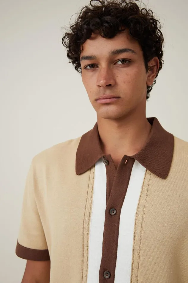 Pablo Short Sleeve Shirt Tan Cable Border Men Cotton On Shirts and Polos Pablo Short Sleeve Shirt Tan Cable Border Men Cotton On Shirts and Polos