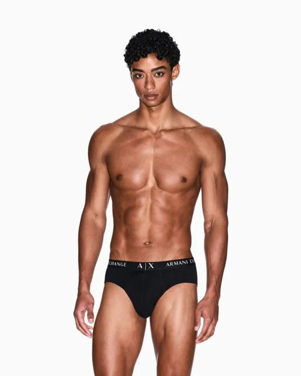 Pack Of 3 Stretch Cotton Briefs Green Men Armani Intimates And Loungewear