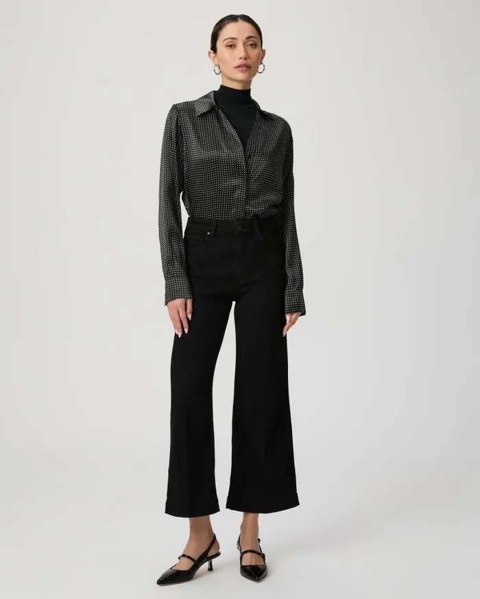 PAIGE Denim Women Anessa Wide Leg Jean 8211 Black Shadow