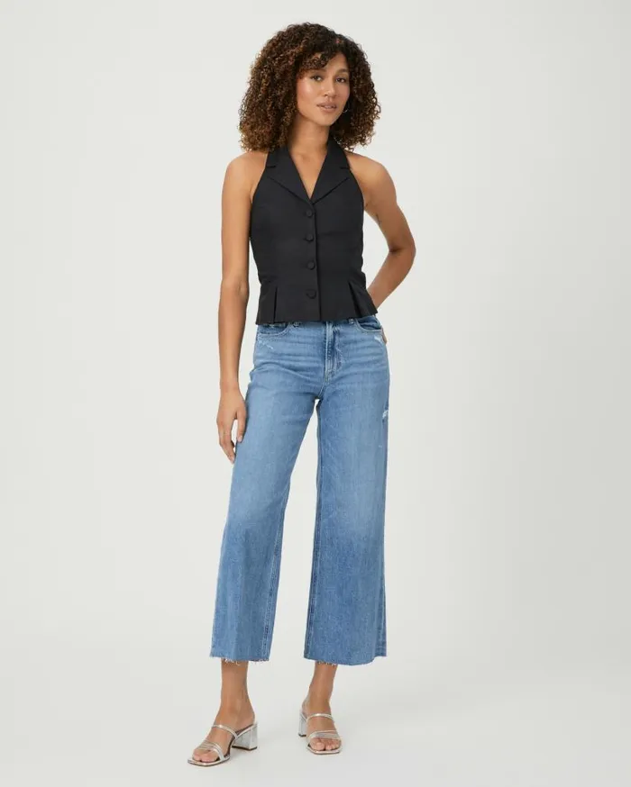 PAIGE Denim Women Anessa Wide Leg Jean 8211 Holy Grail Distressed